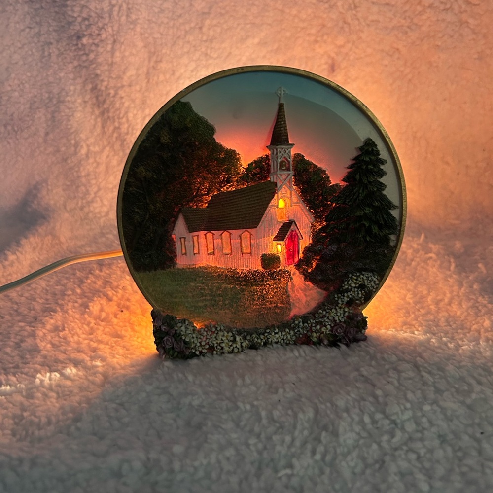 Illuminated Church Decorative Nightlight - White and Green